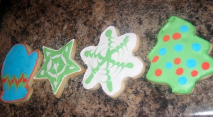Decorating Christmas cookies - we got this idea from Pioneer Woman.  We had so much fun making these cookies, we did it twice!